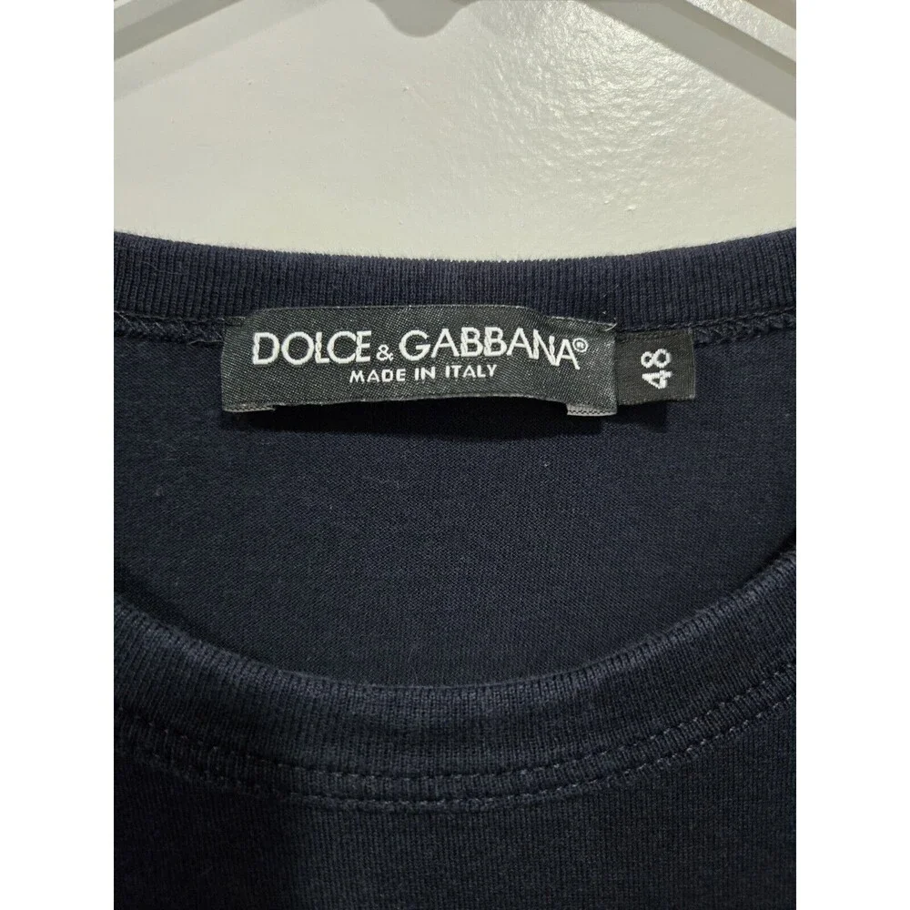 Dolce & Gabbana Essential Logo Plaque T-Shirt Short Sleeve Navy Blue 48 US 12/L - Picture 4 of 7